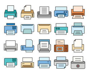 printer and scanner icons set vector illustration