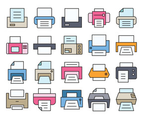 printer icons set vector illustration