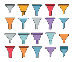 funnel tool icons set vector illustration