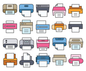 printer and scanner icons set vector illustration