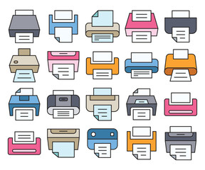 printer and scanner icons set vector illustration