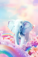 elephant, pastel color, rainbow, Generative AI