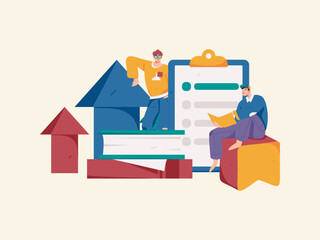 Education and learning people flat vector concept hand drawn illustration
