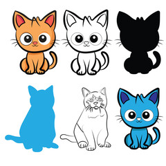 cat vector hand-drawn cat outline illustration