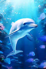 dolphin in the water, Generative AI