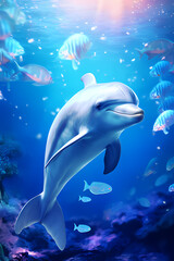 dolphin in the water, Generative AI 
