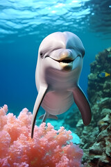 life of a fish, dolphin, baby dolphin, Generative AI