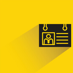 business card badge icon with shadow on yellow background