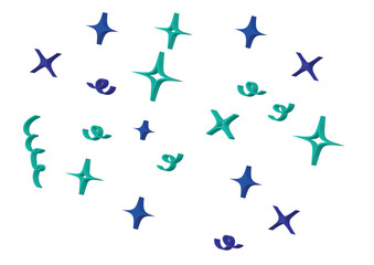 Set of symbols, Stars, Sparkle, Birthday, Christmas. 