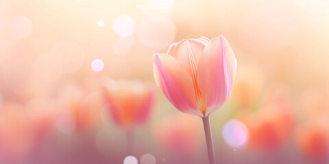 Obraz na płótnie Canvas Romantic Valentine's Day floral blurred background symbolizing love, tulip blossom scene illustration