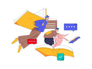 Education and learning people flat vector concept hand drawn illustration
