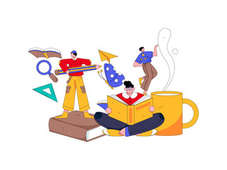 Education and learning people flat vector concept hand drawn illustration
