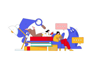 Education and learning people flat vector concept hand drawn illustration
