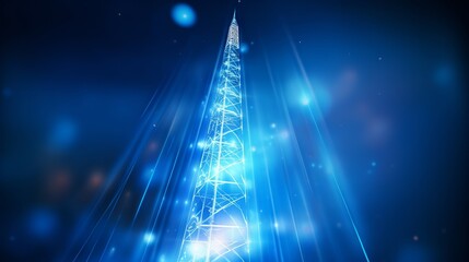 5g antenna mast on blue sky background - abstract concept of telecommunication industry and wireless technology - obrazy, fototapety, plakaty