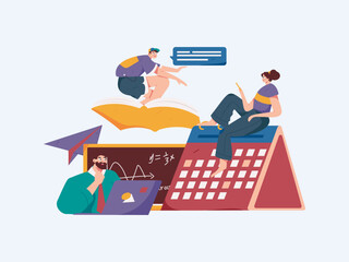 Education and learning people flat vector concept hand drawn illustration
