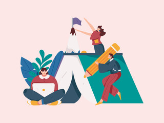 Education and learning people flat vector concept hand drawn illustration
