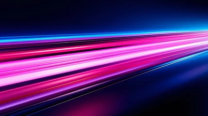 Tuinposter Abstract light fast motion blur background, futuristic technology glowing speed lines scene illustration © lin