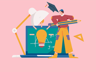 Education and learning people flat vector concept hand drawn illustration
