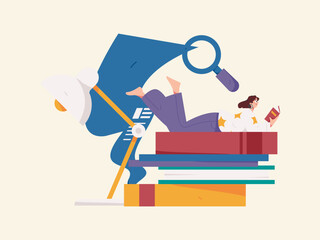 Education and learning people flat vector concept hand drawn illustration
