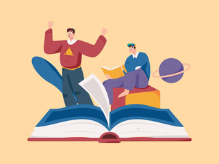 Education and learning people flat vector concept hand drawn illustration
