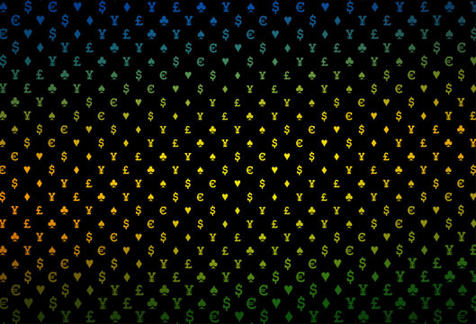 Dark green, yellow vector cover with symbols of gamble.