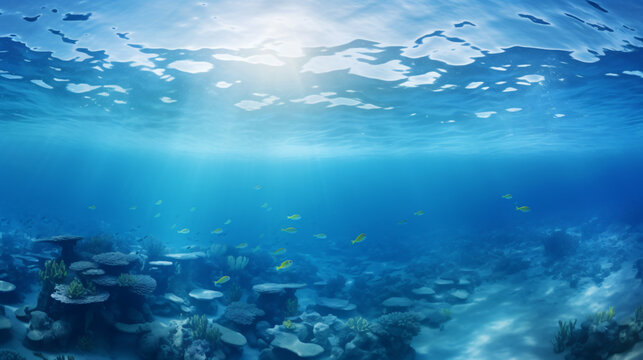 Underwater photo blue background