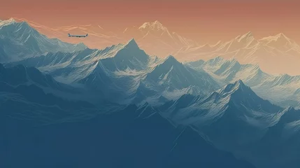 Foto auf Acrylglas Annapurna A plane is flying over a mountains