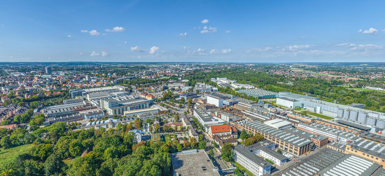 Augsburg im Luftbild, Blick &uuml;ber den Industriepark am Lech zur Wolfzahnau