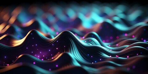 a blue and purple waves with lights