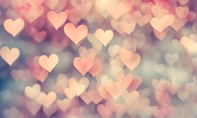 Blurred hearts background, vibrant and romantic
