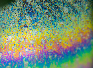 Macro view of a soap bubble, soap bubble texture