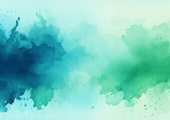 背景、バナー用の液体流体テクスチャーを持つティール色の青と緑による抽象的な水彩絵の具の背景,Abstract watercolor background by teal blue and green with liquid fluid texture for background, banner,Generative AI	 - obrazy, fototapety, plakaty