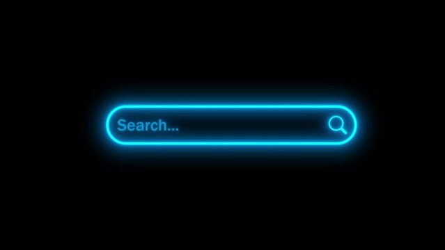 Colorful search bar icon animated on a black background.