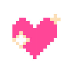 Pixel heart pink 8 bit for poster, print, design, elements