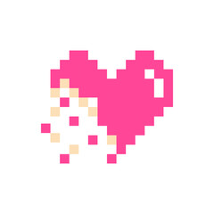Pixel heart pink 8 bit for poster, print, design, elements