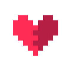 Pixel heart red 8 bit for poster pattern, print, design, elements