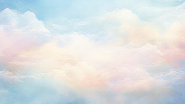 High narrow watercolor cumulus clouds