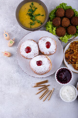 Traditional Jewish holiday Hanukkah food.