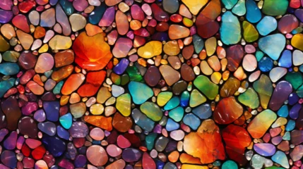 Fototapete Buntglas Fond de pierres précieuses de toutes les couleurs. Multicolores. Mosaïque, caillou, bijou, beauté. Pour conception et création graphique.  © FlyStun