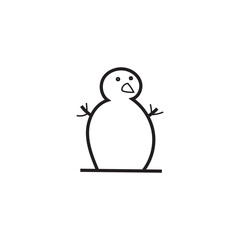 Snowman. Cartoon style in line, outline. Vector illustration.