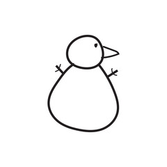 Snowman. Cartoon style in line, outline. Vector illustration.