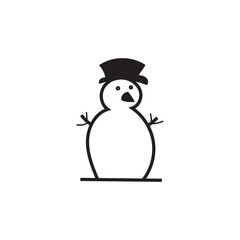 Snowman. Cartoon style in line, outline. Vector illustration.