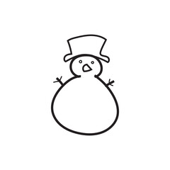 Snowman. Cartoon style in line, outline. Vector illustration.