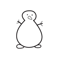 Snowman. Cartoon style in line, outline. Vector illustration.