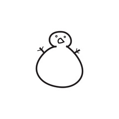 Snowman. Cartoon style in line, outline. Vector illustration.