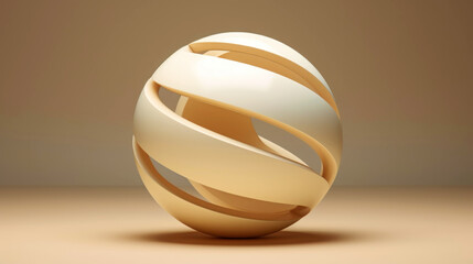 Minimalist background design with futuristic beige sphere on light background. Generative AI