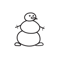 Snowman. Cartoon style in line, outline. Vector illustration.