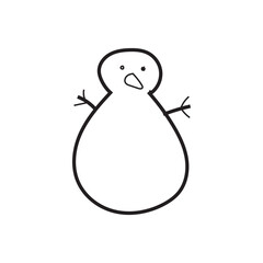 Snowman. Cartoon style in line, outline. Vector illustration.