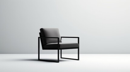 Minimalist black chair on a gray background.