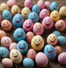 Colorful Easter eggs with a smile